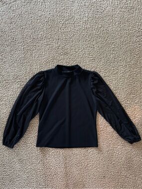 Ann Taylor Black Mock Neck Knit Top Size S